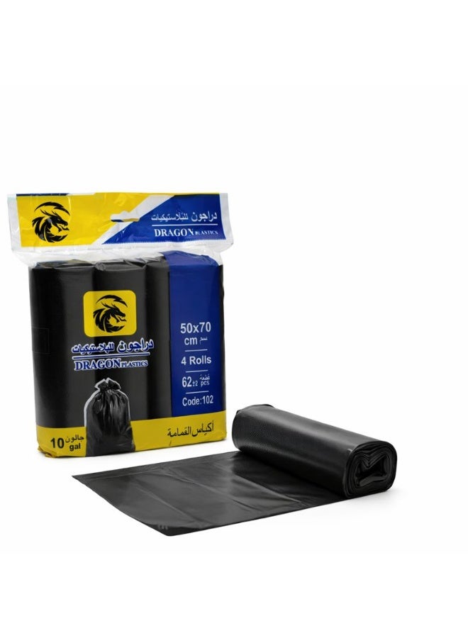 Dragon Garbage Bags, 10 Gallon Capacity 50x70cm, Black, Pack of 4 ( 62+2 Bags), Strong Bin Liners, Durable Trash Bags, Waste Bags for Kitchen, Bathroom, Office, Indoor & Outdoor Use - Image 2